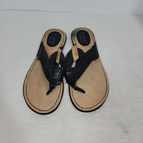 BOC Born Concept Shoes Womens 7M Black Thong Sandals Slip On Casual Comfort - Picture 3 of 11